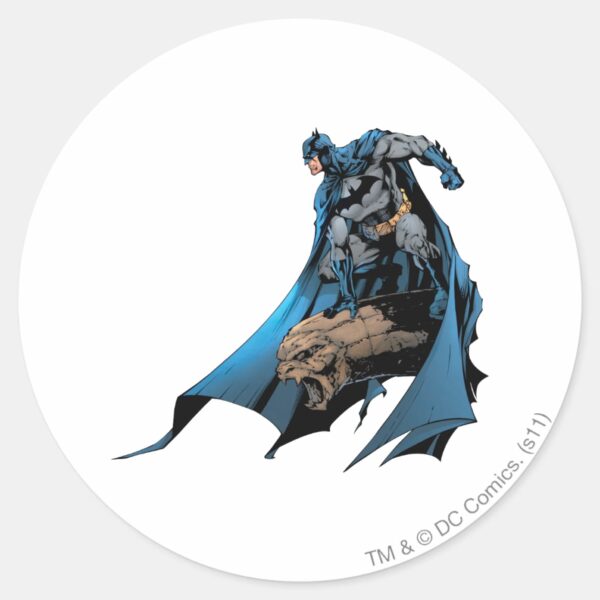 Batman_on_gargoyle_classic_round_sticker_1 Batman On Gargoyle Classic Round Sticker