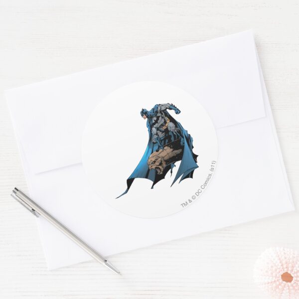 Batman_on_gargoyle_classic_round_sticker_3 Batman On Gargoyle Classic Round Sticker