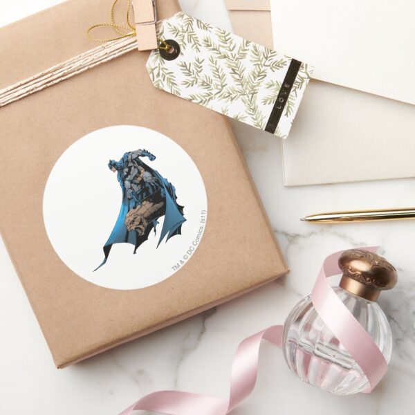 Batman_on_gargoyle_classic_round_sticker_5 Batman On Gargoyle Classic Round Sticker