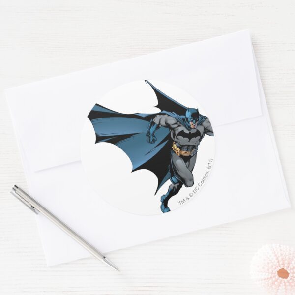 Batman Runs With Gusto Classic Round Sticker