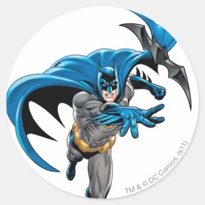 Batman Throws Batarang Classic Round Sticker