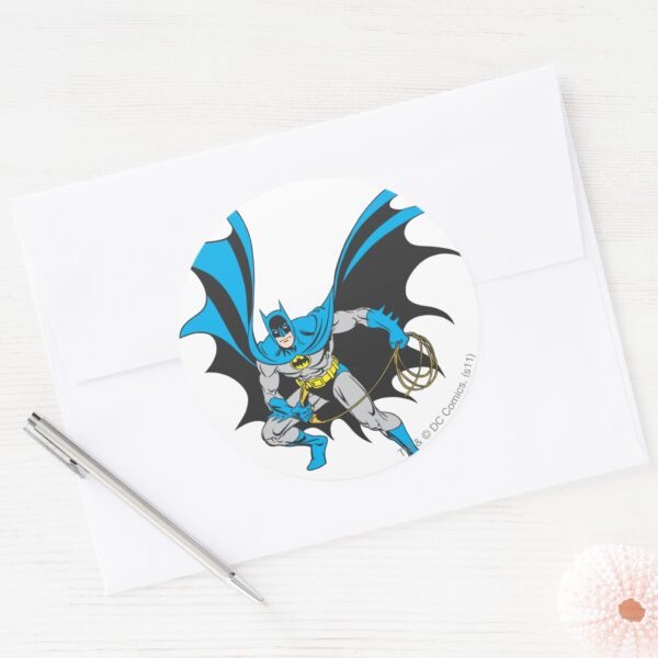 Batman_with_Rope_Classic_Round_Sticker_3 Batman With Rope Classic Round Sticker
