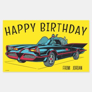 Batmobile Happy Birthday Rectangular Sticker