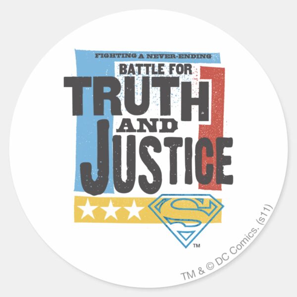 Battle_for_Truth_&_Justice_Classic_Round_Sticker_1 Battle For Truth Justice Classic Round Sticker