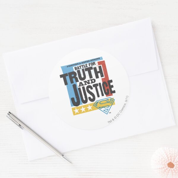 Battle_for_Truth_&_Justice_Classic_Round_Sticker_3 Battle For Truth Justice Classic Round Sticker