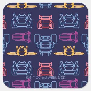 Batwheels™_Neon_Outline_Pattern_Square_Sticker_1 Batwheels™ Neon Outline Pattern Square Sticker