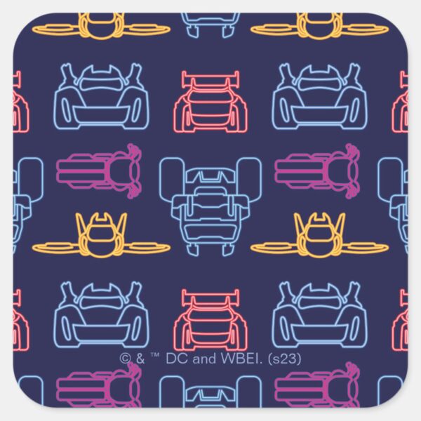 Batwheels™_Neon_Outline_Pattern_Square_Sticker_1 Batwheels™ Neon Outline Pattern Square Sticker