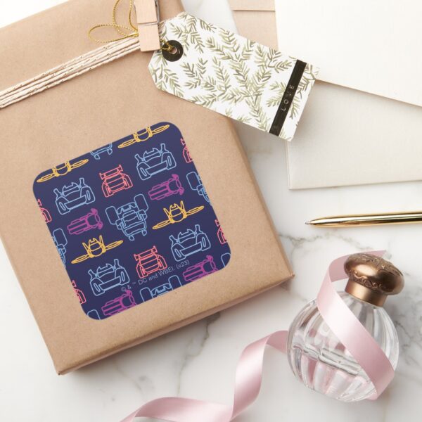 Batwheels™_Neon_Outline_Pattern_Square_Sticker_5 Batwheels™ Neon Outline Pattern Square Sticker