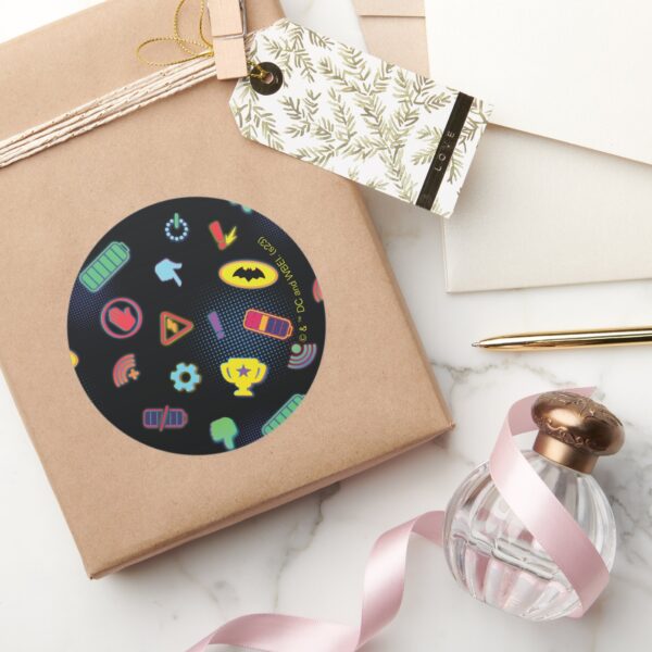 Batwheels™_Vehicle_Icon_Pattern_Classic_Round_Sticker_4 Batwheels™ Vehicle Icon Pattern Classic Round Sticker