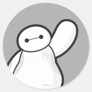 Baymax Waving Classic Round Sticker