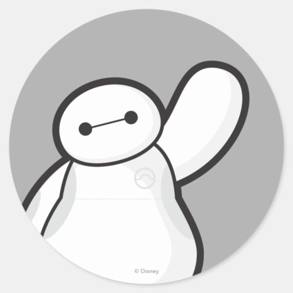 Baymax_Waving_Classic_Round_Sticker_1 Baymax Waving Classic Round Sticker