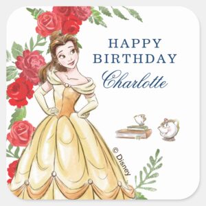 Be_Our_Guest_Belle_Birthday_Square_Sticker_1 Be Our Guest Belle Birthday Square Sticker