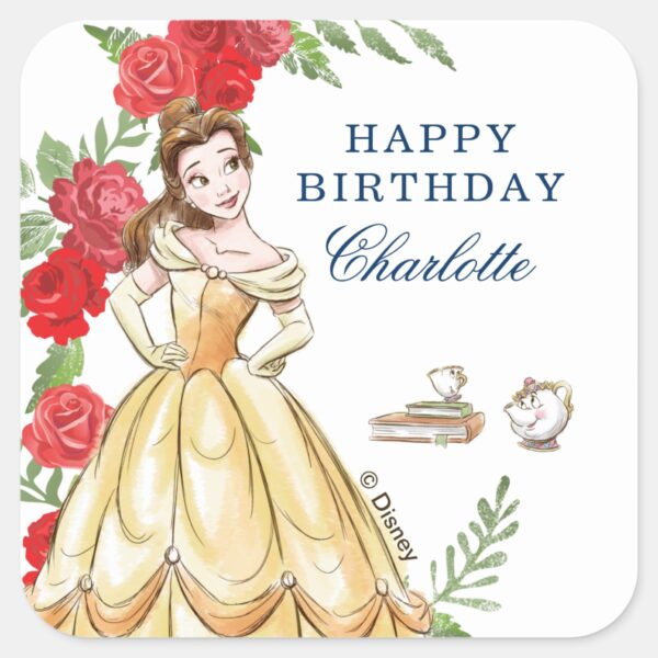 Be_Our_Guest_Belle_Birthday_Square_Sticker_1 Be Our Guest Belle Birthday Square Sticker