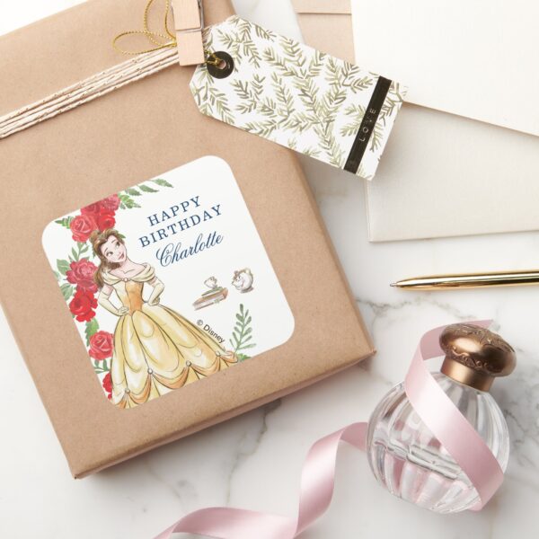 Be_Our_Guest_Belle_Birthday_Square_Sticker_5 Be Our Guest Belle Birthday Square Sticker