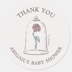 Beauty The Beast Enchanted Rose Baby Shower Classic Round Sticker