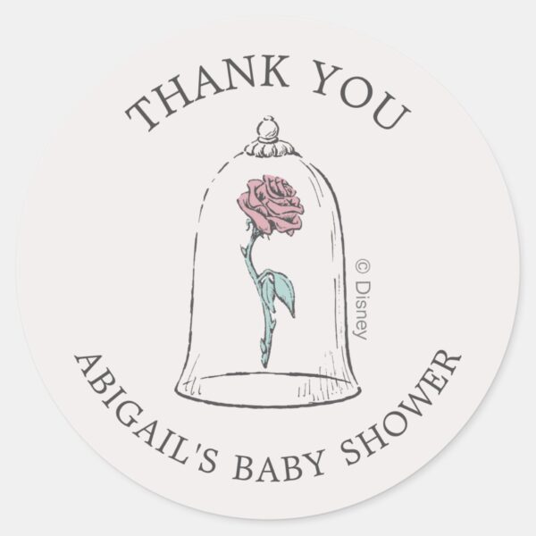 Beauty_&_the_Beast___Enchanted_Rose_Baby_Shower_Classic_Round_Sticker_2 Beauty The Beast Enchanted Rose Baby Shower Classic Round Sticker