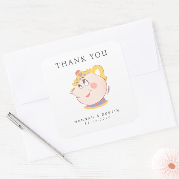 Beauty_and_the_Beast_Wedding_Thank_You_Square_Sticker_4 Beauty And The Beast Wedding Thank You Square Sticker