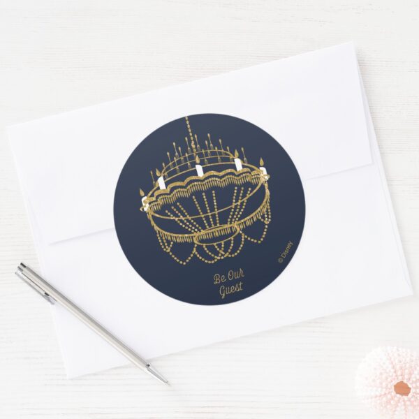 Beauty_and_the_Beast___Chandelier_-_Be_Our_Guest_Classic_Round_Sticker_3 Beauty And The Beast Chandelier Be Our Guest Classic Round Sticker