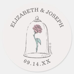 Beauty And The Beast Enchanted Rose Wedding Classic Round Sticker
