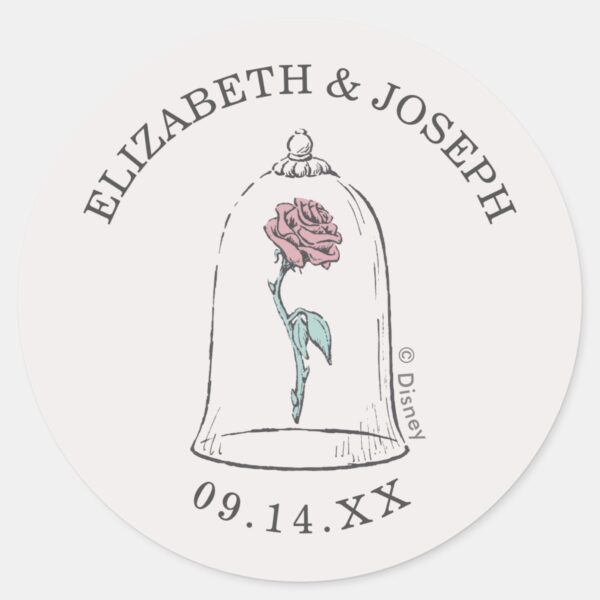 Beauty_and_the_Beast___Enchanted_Rose_Wedding_Classic_Round_Sticker_3 Beauty And The Beast Enchanted Rose Wedding Classic Round Sticker