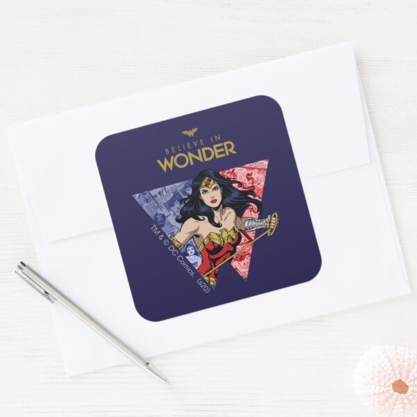_Believe_In_Wonder__Wonder_Woman_Lasso_Comic_Logo_Square_Sticker_3 Believe In Wonder Wonder Woman Lasso Comic Logo Square Sticker