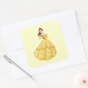 Belle Holding Rose Square Sticker