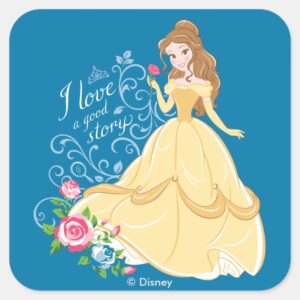 Belle I Love A Good Story Square Sticker