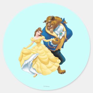 Belle_and_Beast_Classic_Round_Sticker_1 Belle And Beast Classic Round Sticker