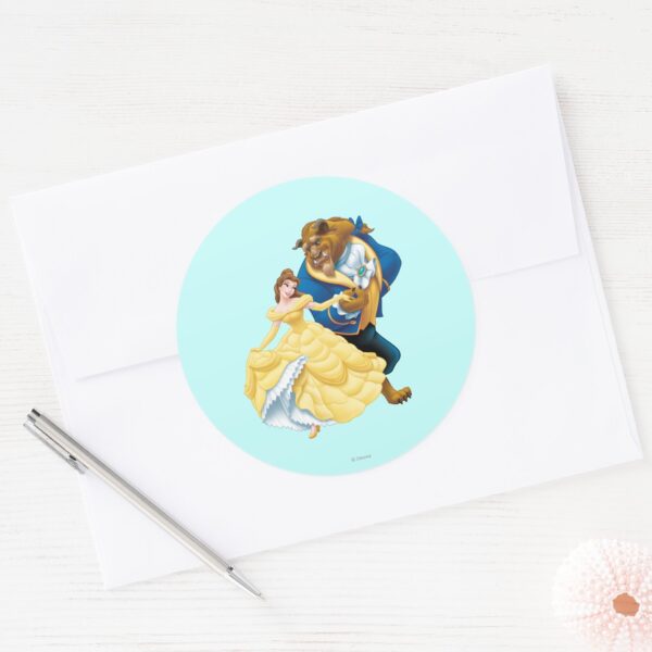 Belle_and_Beast_Classic_Round_Sticker_3 Belle And Beast Classic Round Sticker
