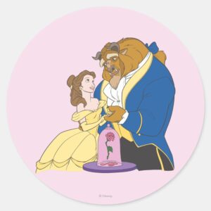 Belle_and_Beast_Holding_Hands_Classic_Round_Sticker_1 Belle And Beast Holding Hands Classic Round Sticker