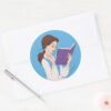 Belle_in_a_Book_Classic_Round_Sticker_3 Belle In A Book Classic Round Sticker