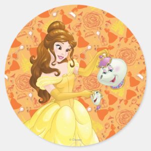 Belle_with_Mrs._Potts_and_Chip_Classic_Round_Sticker_1 Belle With Mrs. Potts And Chip Classic Round Sticker