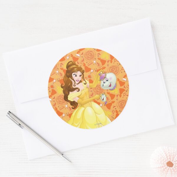 Belle_with_Mrs._Potts_and_Chip_Classic_Round_Sticker_3 Belle With Mrs. Potts And Chip Classic Round Sticker
