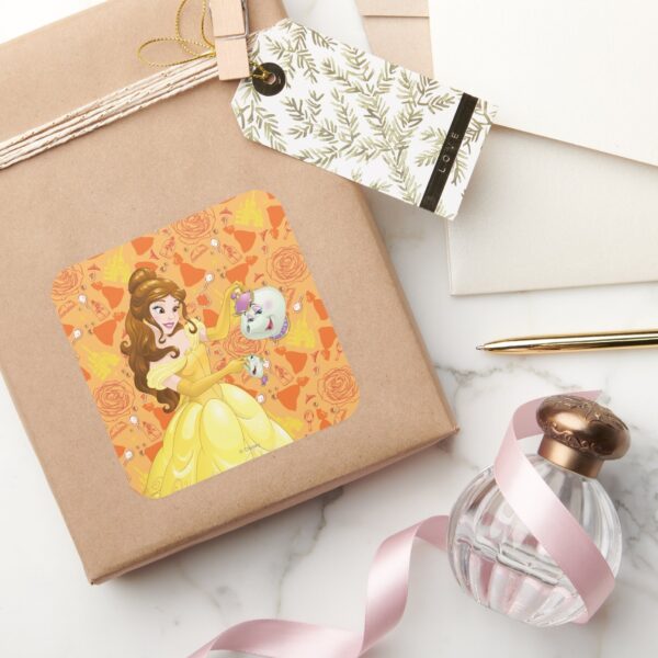Belle_with_Mrs._Potts_and_Chip_Square_Sticker_5 Belle With Mrs. Potts And Chip Square Sticker
