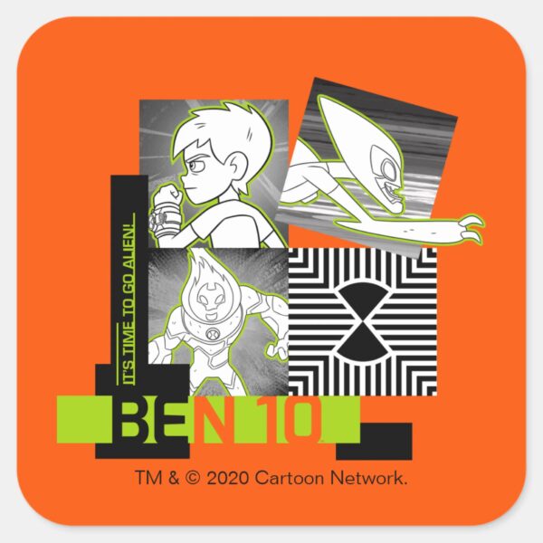 Ben_10_-_It's_Time_To_Go_Alien_Square_Sticker_1 Ben 10 Its Time To Go Alien Square Sticker