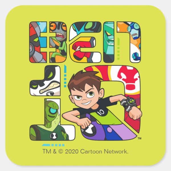 Ben_10_Alien_Logo_Square_Sticker_1 Ben 10 Alien Logo Square Sticker