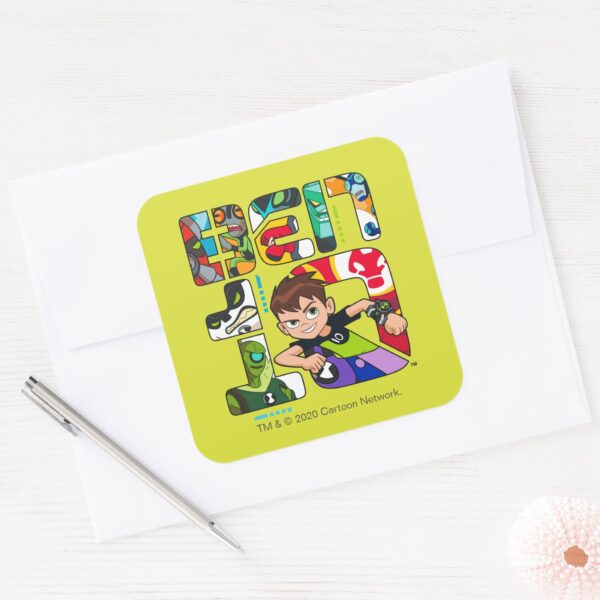 Ben_10_Alien_Logo_Square_Sticker_3 Ben 10 Alien Logo Square Sticker