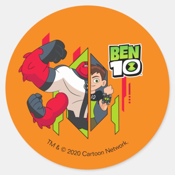 Ben_10_Four_Arms_DNA_Transformation_Classic_Round_Sticker_1 Ben 10 Four Arms DNA Transformation Classic Round Sticker