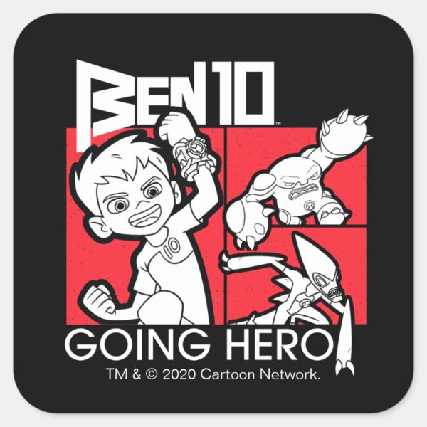 Ben_10_Going_Hero_Square_Sticker_1 Ben 10 Going Hero Square Sticker