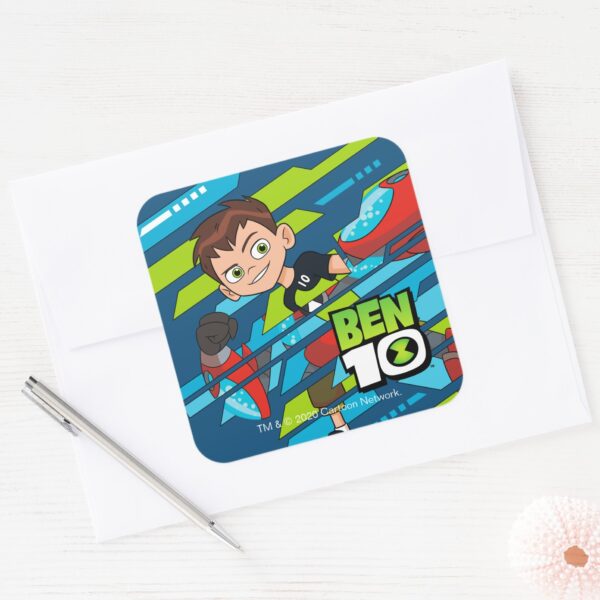 Ben_10_Overflow_DNA_Transformation_Square_Sticker_3 Ben 10 Overflow DNA Transformation Square Sticker