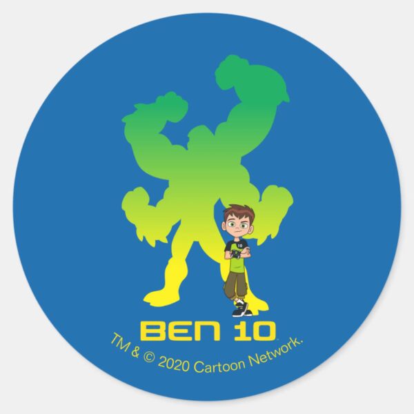Ben_10_&_Four_Arms_Shadow_Classic_Round_Sticker_1 Ben 10 Four Arms Shadow Classic Round Sticker