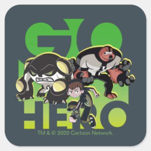 Ben Tennyson Cannonbolt And Four Arms Go Hero Square Sticker