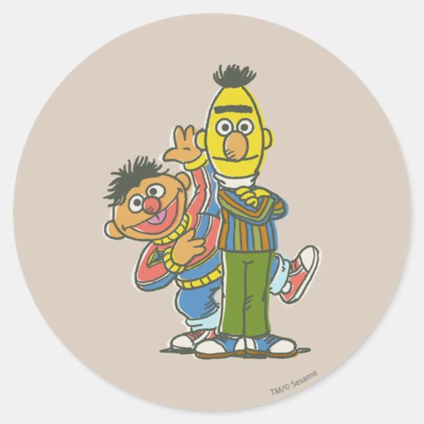 Bert_and_Ernie_Classic_Style_Classic_Round_Sticker_1 Bert And Ernie Classic Style Classic Round Sticker