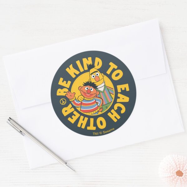 Bert_and_Ernie___Be_Kind_to_Each_Other_Classic_Round_Sticker_3 Bert And Ernie Be Kind To Each Other Classic Round Sticker