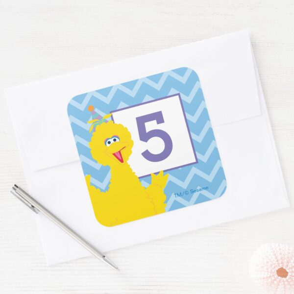 Big Bird Party Chevron Pattern Square Sticker