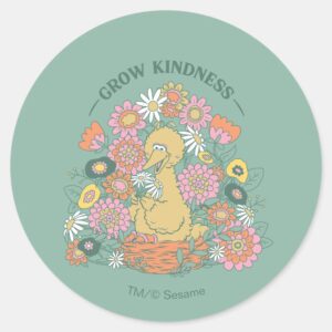 Big Bird Grow Kindness Floral Graphic Classic Round Sticker