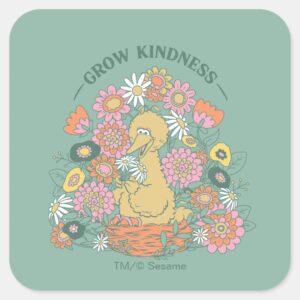 Big Bird Grow Kindness Floral Graphic Square Sticker