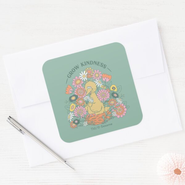 Big_Bird___Grow_Kindness_Floral_Graphic_Square_Sticker_3 Big Bird Grow Kindness Floral Graphic Square Sticker
