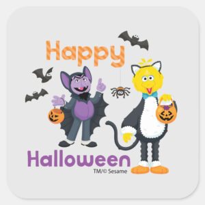 Big_Bird_and_Count___Happy_Halloween_Square_Sticker_1 Big Bird And Count Happy Halloween Square Sticker
