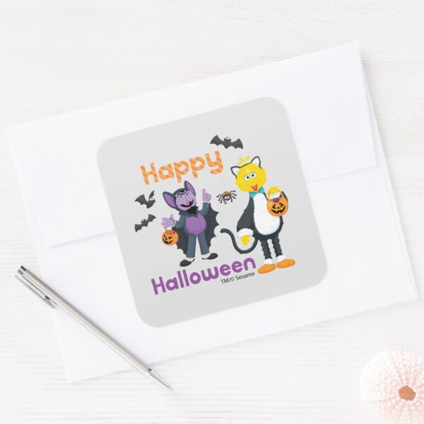 Big_Bird_and_Count___Happy_Halloween_Square_Sticker_3 Big Bird And Count Happy Halloween Square Sticker